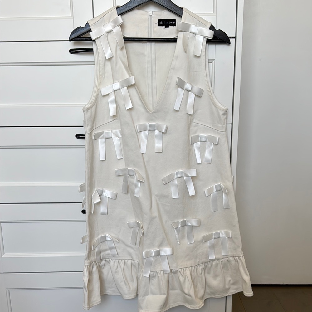 Sister Jane Cream Bloom Bow Shift Mini Dress